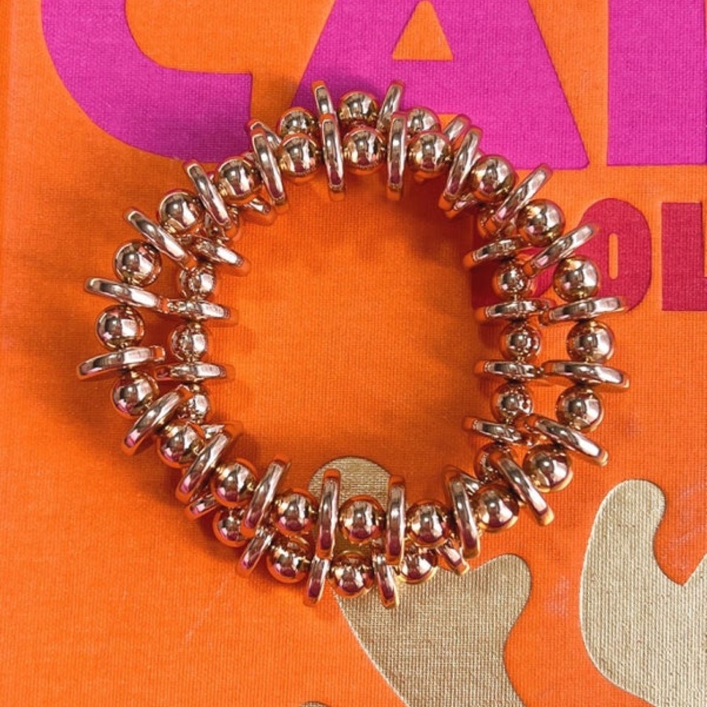 Gold Multi Shaped Bead Bracelet Stack - image 1